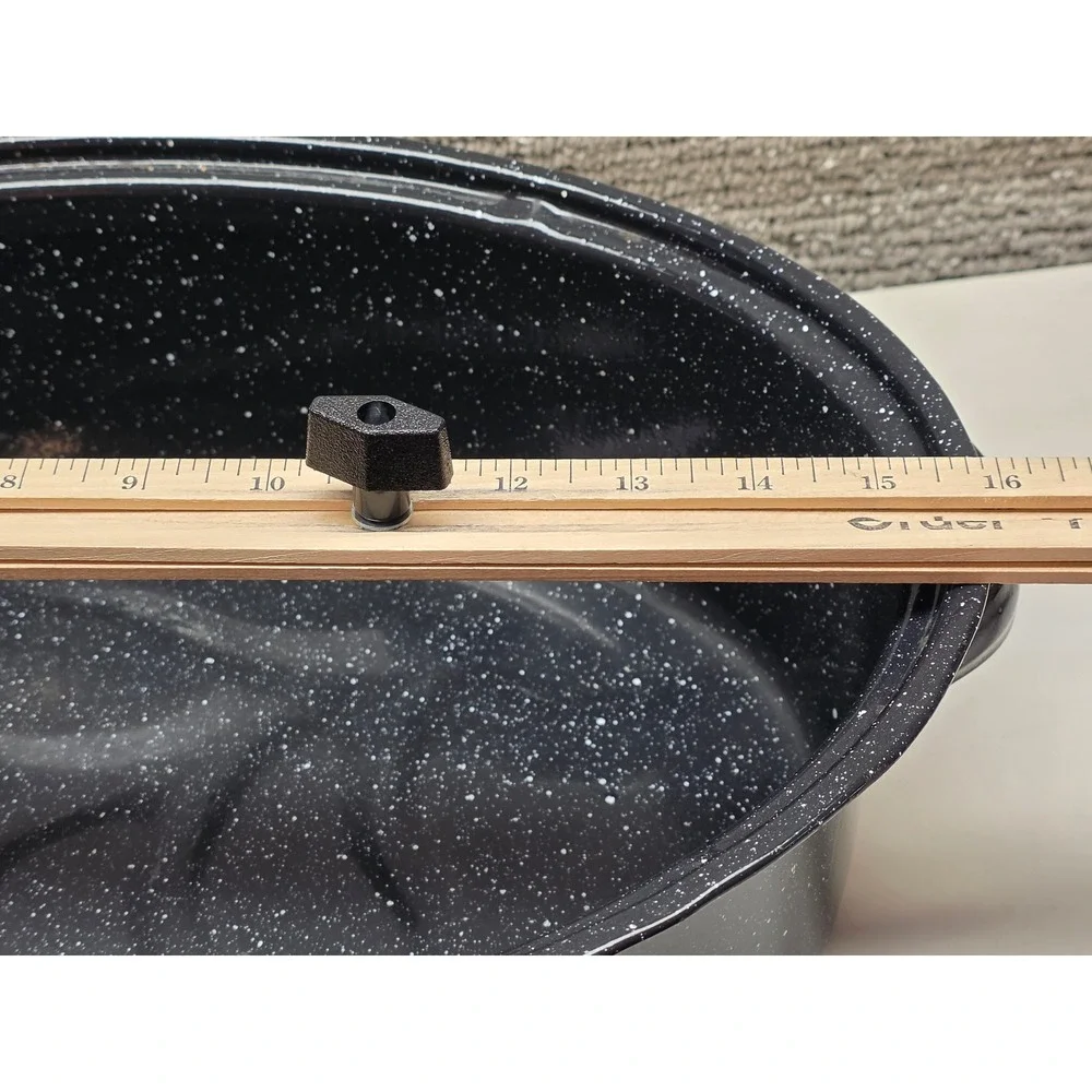 Granite Ware Oval Roaster Dark Blue Speckled Enamel on Steel with Lid 15 Inch